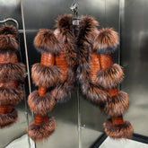 Women's Leather Jacket with Fur Sleeves